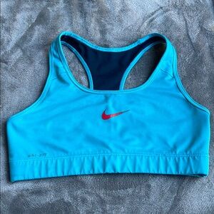 Nike Turquoise Sports Bra with Red Swoosh